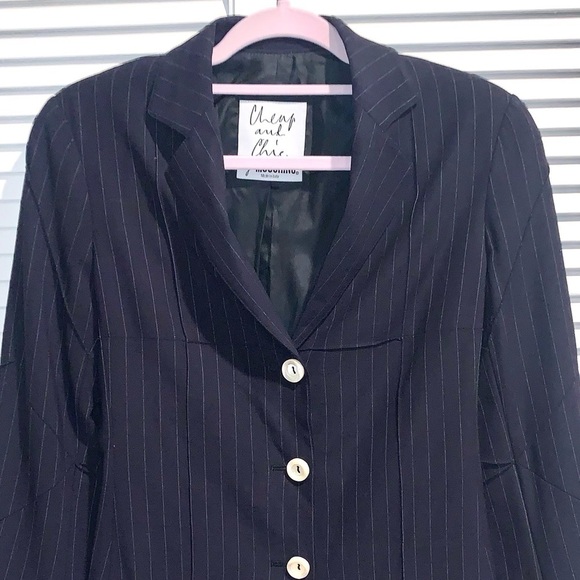 Moschino Black Pinstripe Wool blend Women’s blazer Size 8 - Picture 8 of 9